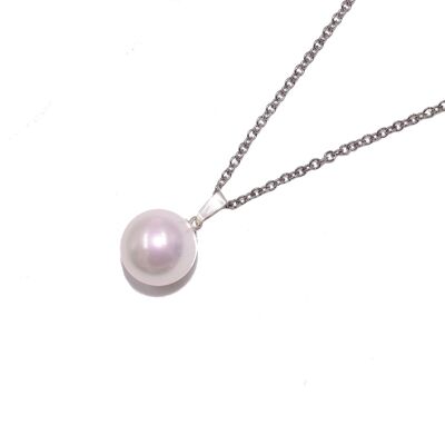 Shell pearl - white - pendant with chain