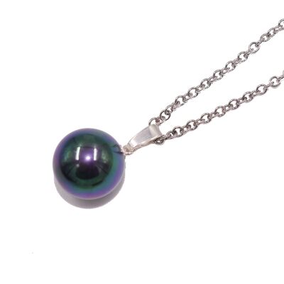Shell pearl - anthracite - pendant with chain