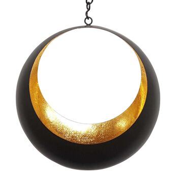 Lanterne suspendue orientale Janani avec chaîne en or noir Ø 20cm photophore 4
