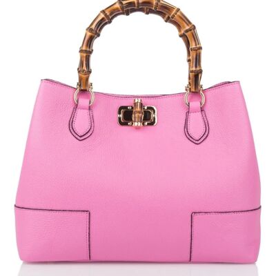 Lolo Bubble Pink Bamboo Leather Hand Bag