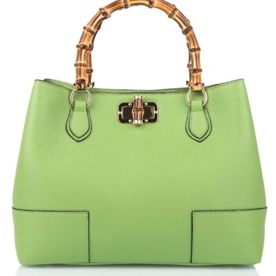 Lolo Apple Green Bamboo leather Hand Bag
