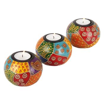 Porte-bougies chauffe-plat peints à la main Anila ensemble de 3 style oriental 6