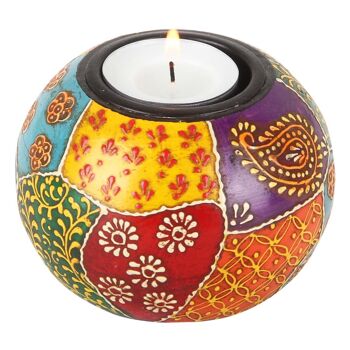 Porte-bougies chauffe-plat peints à la main Anila ensemble de 3 style oriental 9