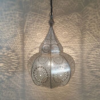 Lampe orientale Layoune argent avec baldaquin chaîne | Plafonnier Boho style marocain 6
