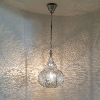 Lampe orientale Layoune argent avec baldaquin chaîne | Plafonnier Boho style marocain 7