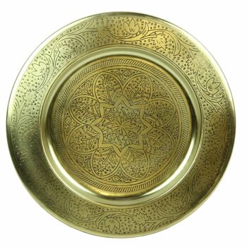 Plateau à thé oriental Nermin 50 cm rond en or | Plateau de style marocain 4