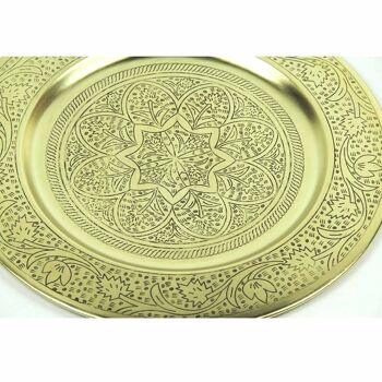 Plateau à thé oriental Nermin 50 cm rond en or | Plateau de style marocain 6