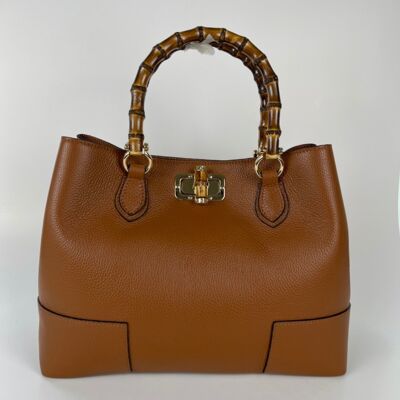 Lolo Cognac Handtasche aus Bambusleder