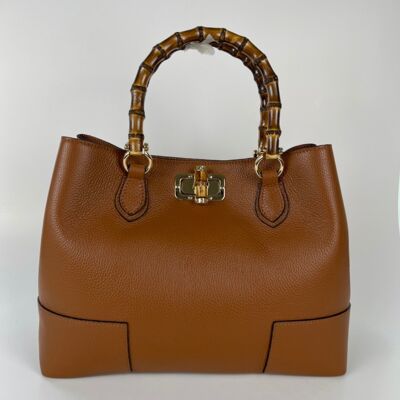 Lolo cognac Bamboo Leather Hand Bag