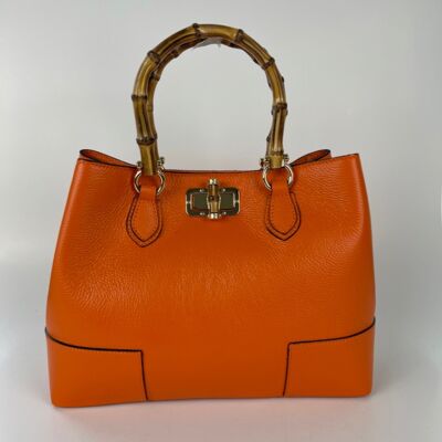 Lolo Orange Bamboo Leather Hand Bag