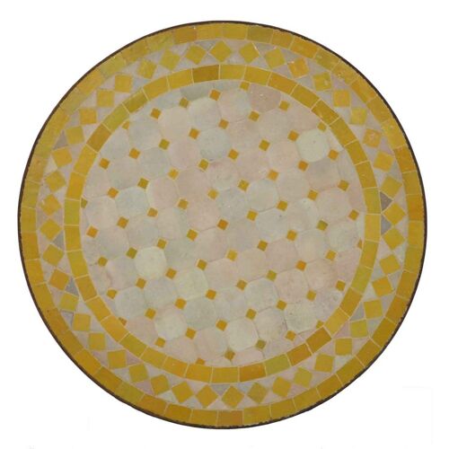 Marokkanischer Mosaik Beistelltisch Ø45 cm Gelb Raute rund