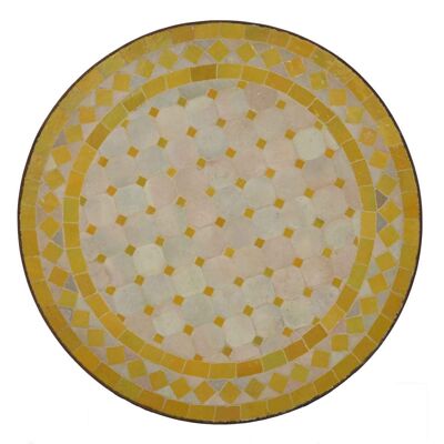 Mesa Auxiliar Mosaico Marroquí Ø45 cm Rombo Amarillo Redondo