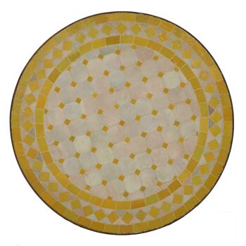 Table d'Appoint Mosaique Marocaine Ø45 cm Losange Jaune Ronde 1