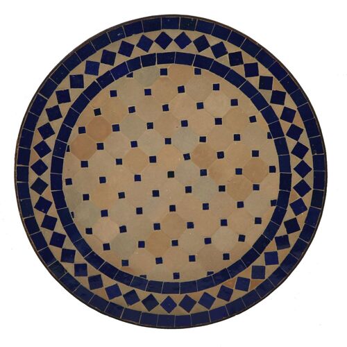 Marokkanischer Mosaik Beistelltisch Ø45 cm Blau Raute rund