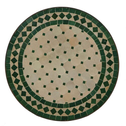 Marokkanischer Mosaik Beistelltisch Ø45 cm Grün Raute Mosaiktisch rund