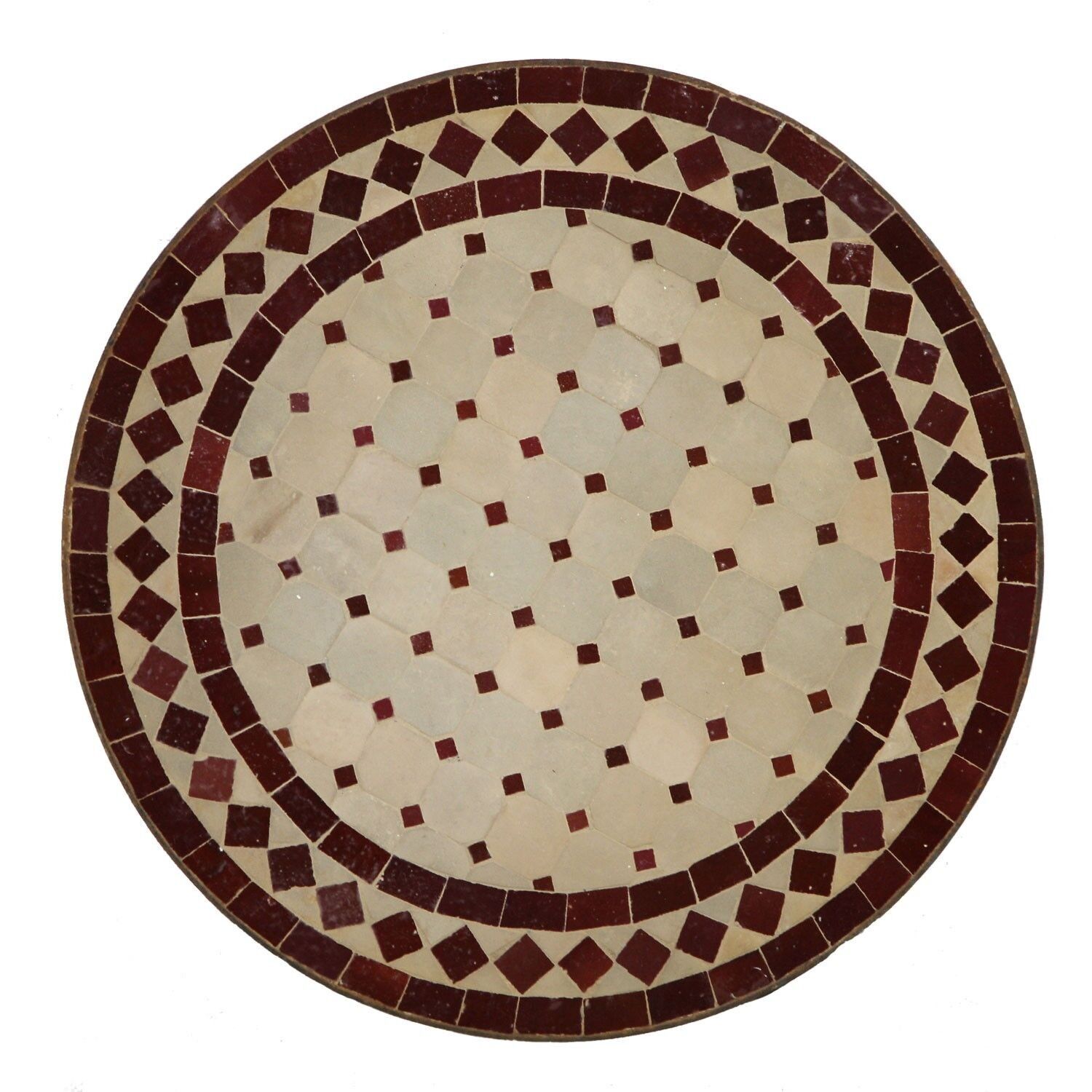 Tavolino Mosaico Marocchino Ø45 cm Tavolo Rotondo Mosaico Rombo Bordeaux