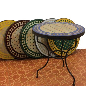 Table d'appoint en mosaïque marocaine Ø45cm Table en mosaïque ronde Rhombus blanche du Maroc 4