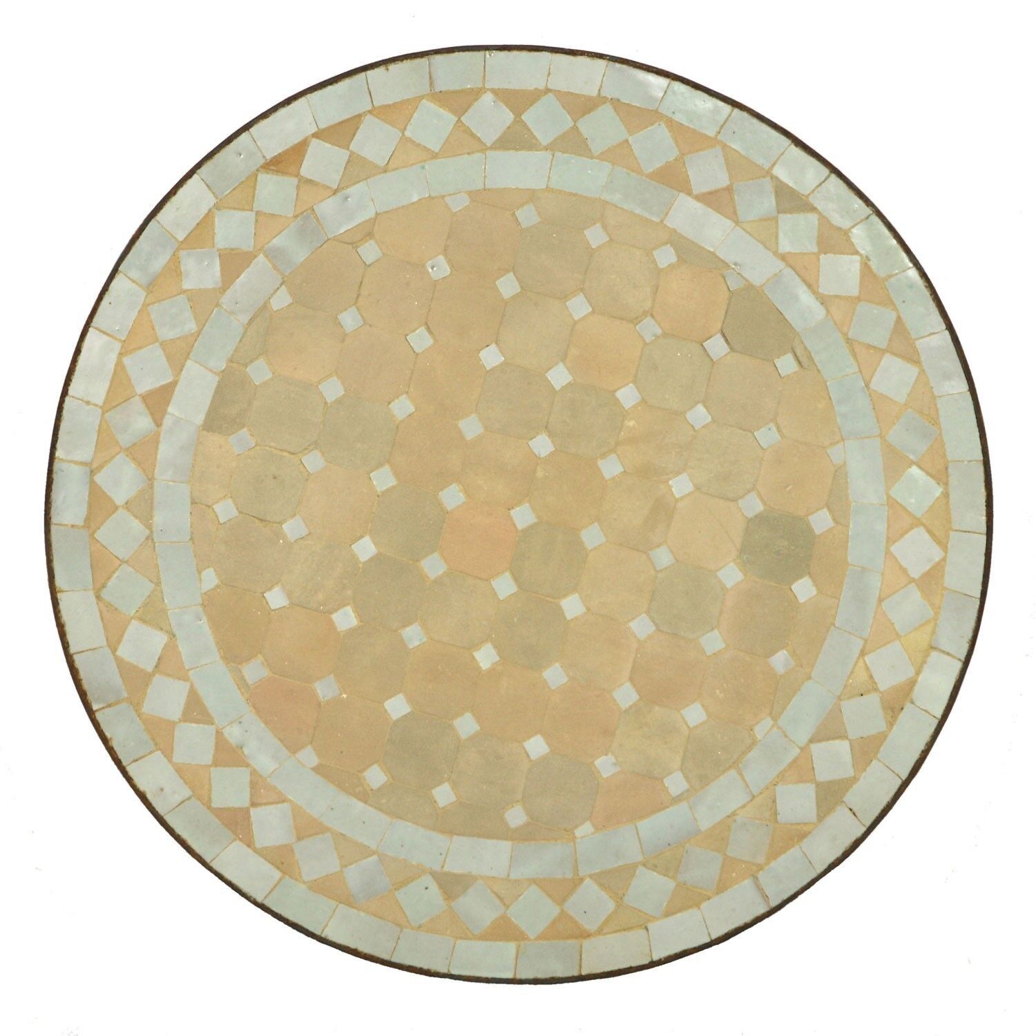 Tavolino Mosaico Marocchino Ø45cm Tavolo Rotondo Mosaico Bianco Rombo dal Marocco