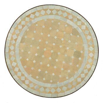 Table d'appoint en mosaïque marocaine Ø45cm Table en mosaïque ronde Rhombus blanche du Maroc 1