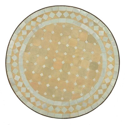 Table d'appoint en mosaïque marocaine Ø45cm Table en mosaïque ronde Rhombus blanche du Maroc