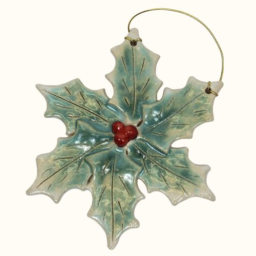 Jolly Holly Handmade Ceramic Christmas Tree Decoration