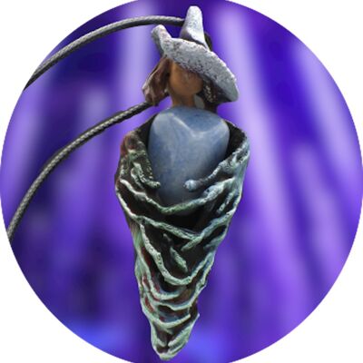 Blue Quartz Natural Stone Pendant - "Gaïa Portefaix"