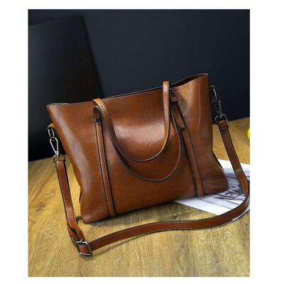 AnBeck Women's Leather Shoulder Bag Handle Bag with front pocket - brown