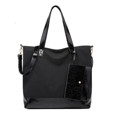 AnBeck grand sac à bandoulière shopper classique (avec très petite pochette) - Noir