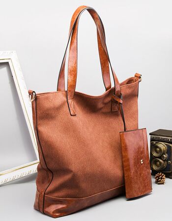 AnBeck grand sac à bandoulière classique shopper (avec très petite pochette) - marron 4