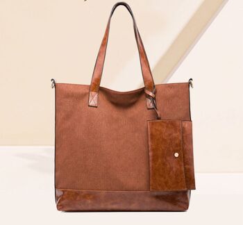 AnBeck grand sac à bandoulière classique shopper (avec très petite pochette) - marron 5