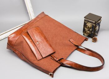 AnBeck grand sac à bandoulière classique shopper (avec très petite pochette) - marron 7