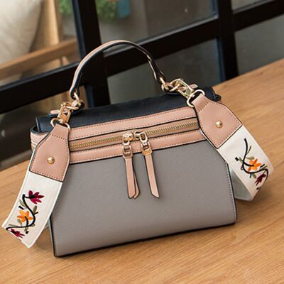 AnBeck Small bag with floral embroidery - grey