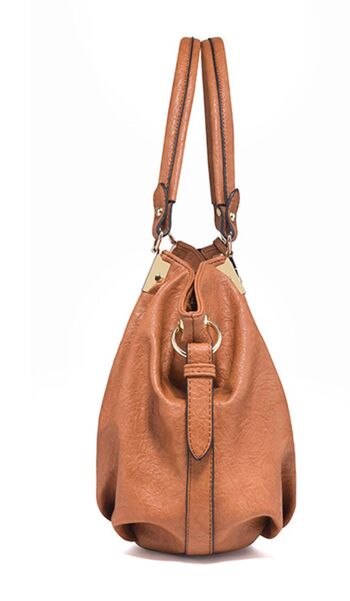 AnBeck Sac à main/sac à bandoulière vintage en cuir avec chaîne en métal détachable avec pendentif en cuir - marron 3