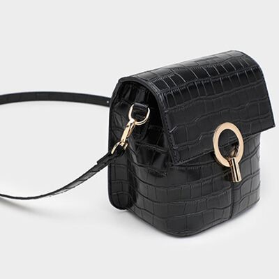 AnBeck petit sac à main vintage noir avec 2 bandoulières variables - noir