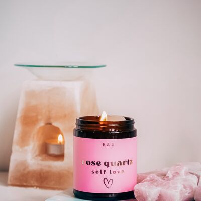 Rose Quartz Crystal Candle - Self Love