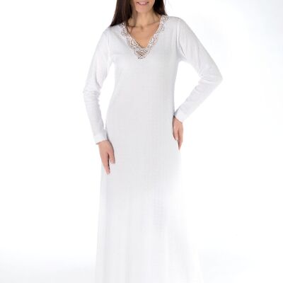 Camicia da notte jersey 50% cotone 50% modal Bianco Manica lunga 135cm