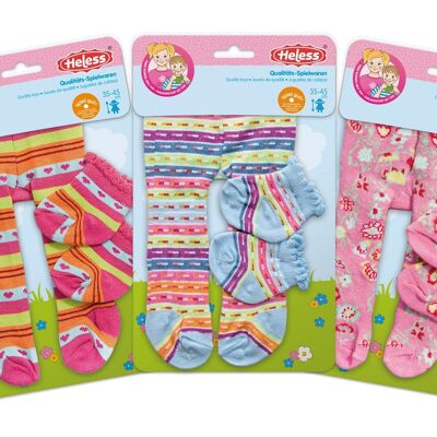 Doll tights with socks, colorful, size 35-45cm