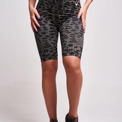 Pantaloncini da ciclismo a vita alta Neva Recycled Leopard - Grigio