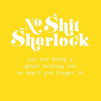 La cartolina No Shit Sherlock ottimo lavoro è un bel regalo per chi ama Sherlock Holmes e le citazioni divertenti.