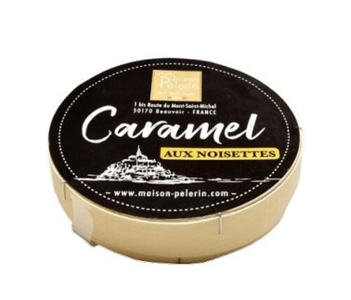 Boîte camenbert en bois caramels aux noisettes 100g