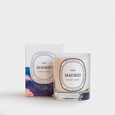 Candela profumata alla soia. Profumo di violetta. Collezione Madrid