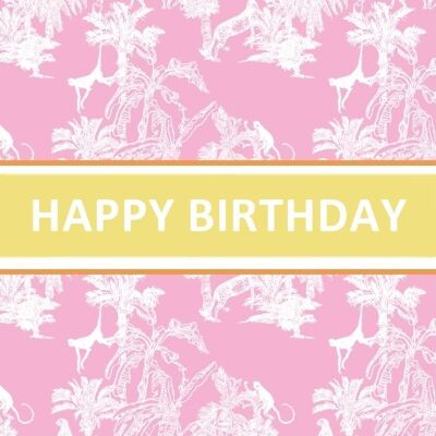 Toile De Jouy Birthday Card Pink