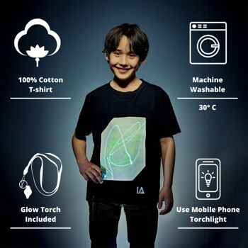 T-shirt interactif Glow pour enfants - Noir 5
