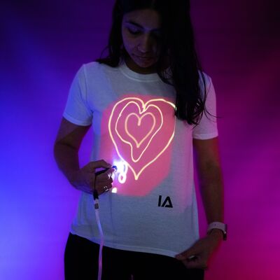 Camiseta Interactive Glow para niños - Blanco y rosa