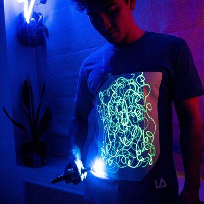 Camiseta Interactiva Glow Adultos - Azul Real