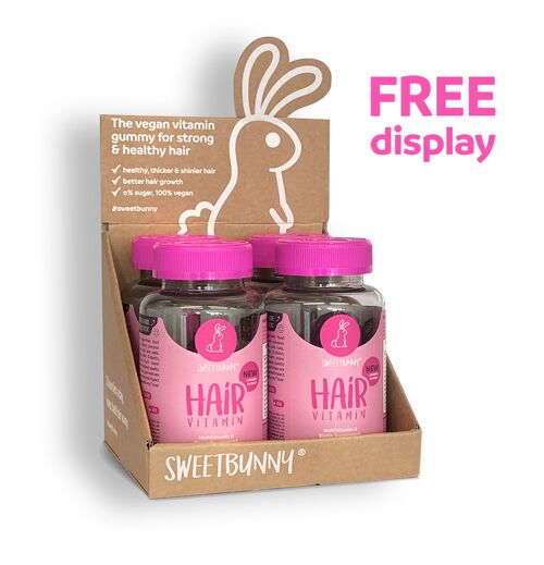 SweetBunny®  Vegan Hair Vitamins • 4 bottles + display