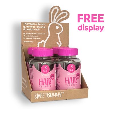 SweetBunny® Vegane Haarvitamine • 4 Flaschen + Display