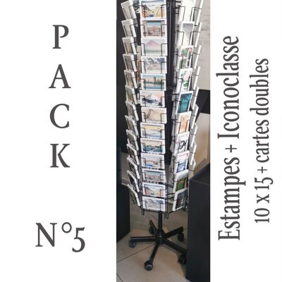 Pack 5: Estampas japonesas y postales Iconoclasse x15 + dobles cartas con escenas japonesas x6 + expositor 6 caras