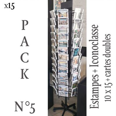 Pack 5: Japanese prints and Iconoclasse postcards x15 + double Japanese scene cards x6 + 6-sided display