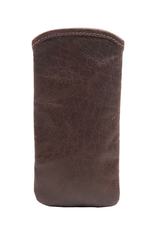 Glasses Sleeve In chocolate brown leather